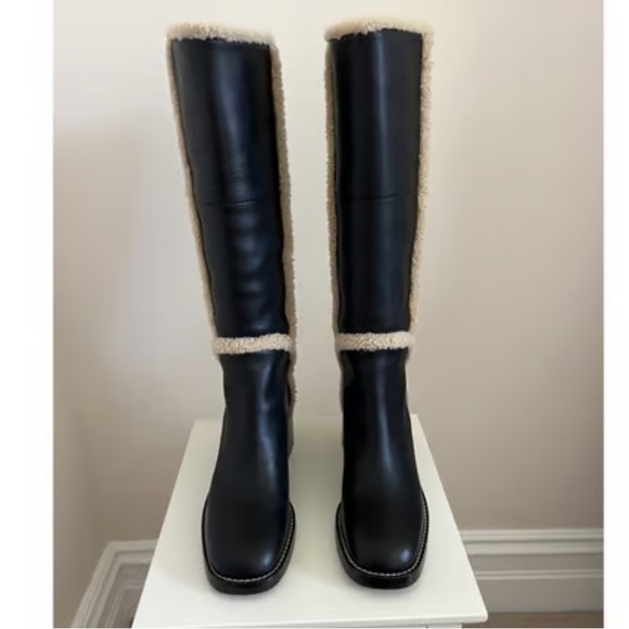 Gucci Shearling Trim Knee High Black Boots 39 ❤️💚 - Picture 13 of 16